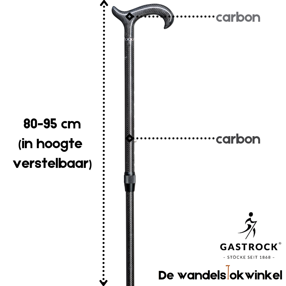 Gastrock wandelstok Exclusief Carbon-Slank-Derby - zwart/zilver