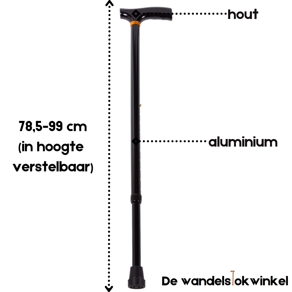 Able2 wandelstok Aluminium - zwart