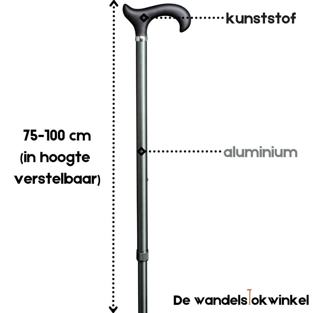 Gastrock wandelstok Soft Ergonomisch - donkergrijs