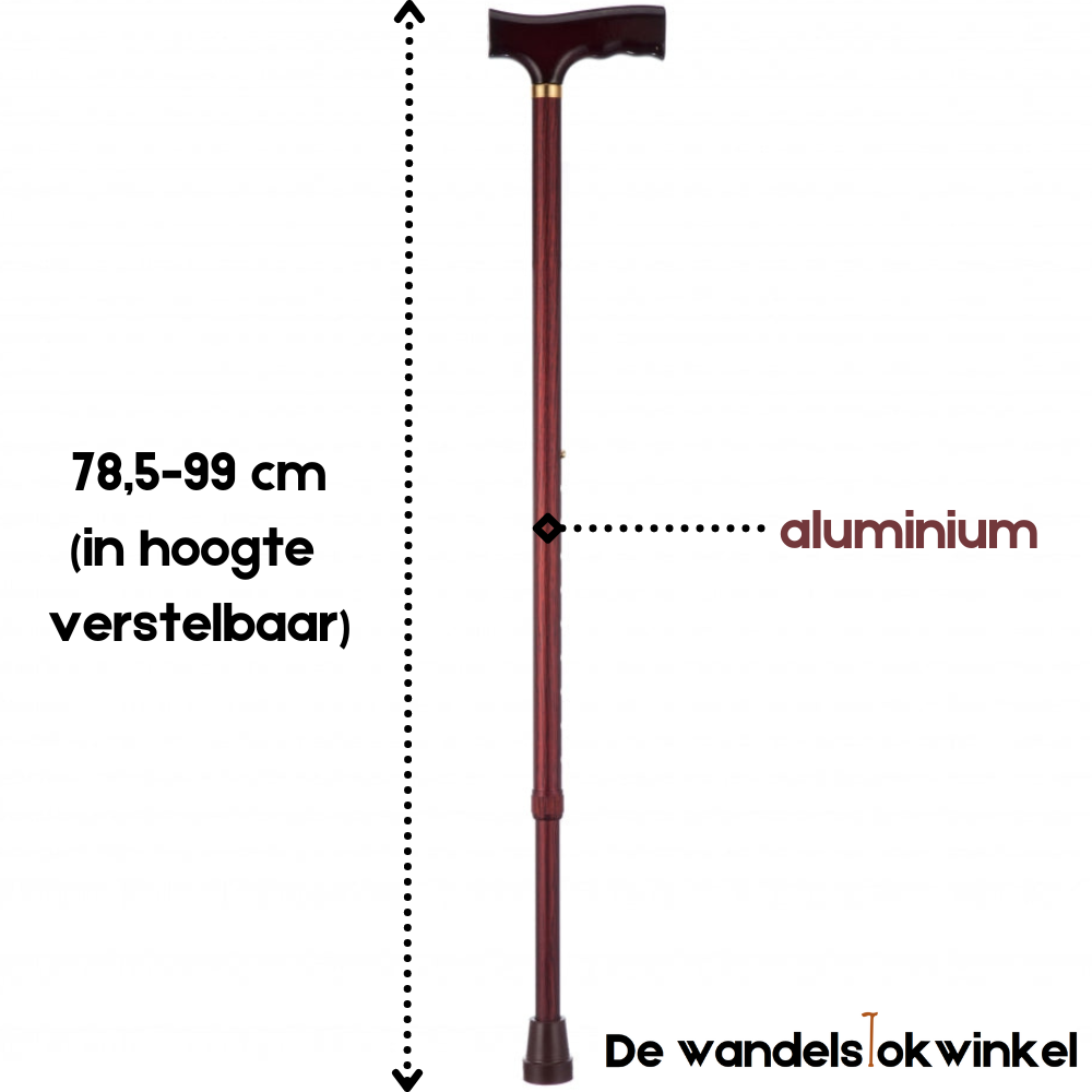 Able2 wandelstok Aluminium Mahonie - donkerbruin